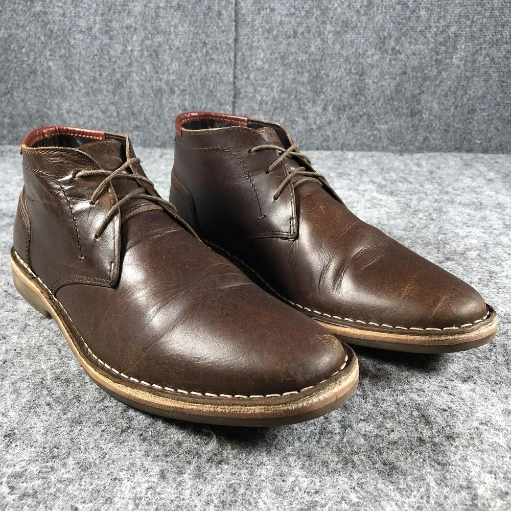 Steve Madden Boots‎ Mens Size 10 Dark Brown Leather Heston Chukka Lace Up 983